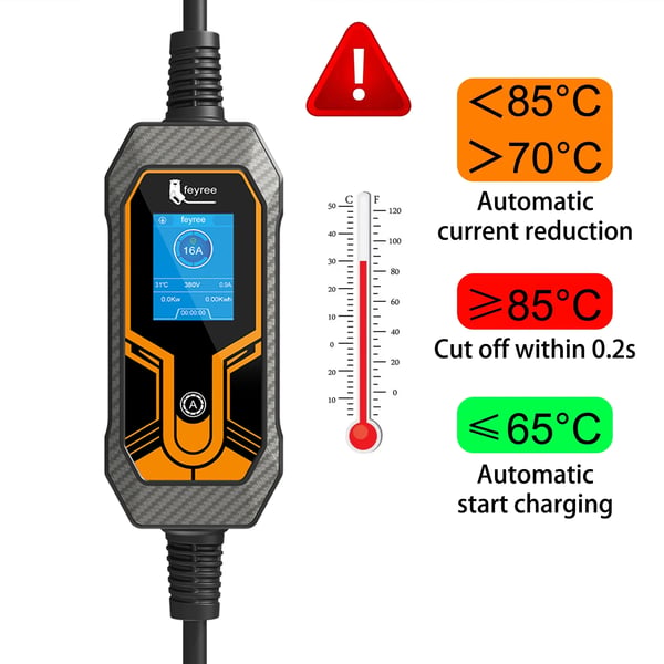 Kannettava sähköauton laturi, 5m kaapeli, korkeat turvallisuusominaisuudet,TYYPE2, 11kW 5M EI Adaptor