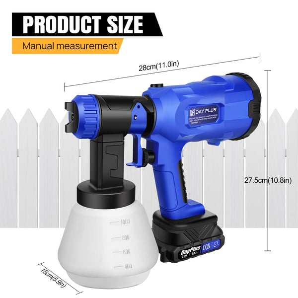 Maalauspistooli, 1000ml Kupin tilavuus, 600ml/min Maalin virtaus, Suuttimen koot: 1mm/1.5mm/1.8mm/2.5mm, Sähkökäyttöinen, Paino 2 kg