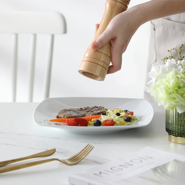 Keramisk Porcelæn Middagsservice, Service til 6, 9,5-tommer Middagsplade, 6,5-tommer Dessertplade, 8-tommer Suppeskål, FDA Godkendt