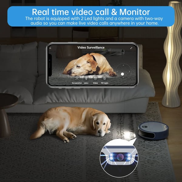 Robotstøvsuger, 6800Pa kraftig sugeevne, Wi-Fi/App/Alexa kontrol, automatisk selvopladning,OKP C5-EU, EU