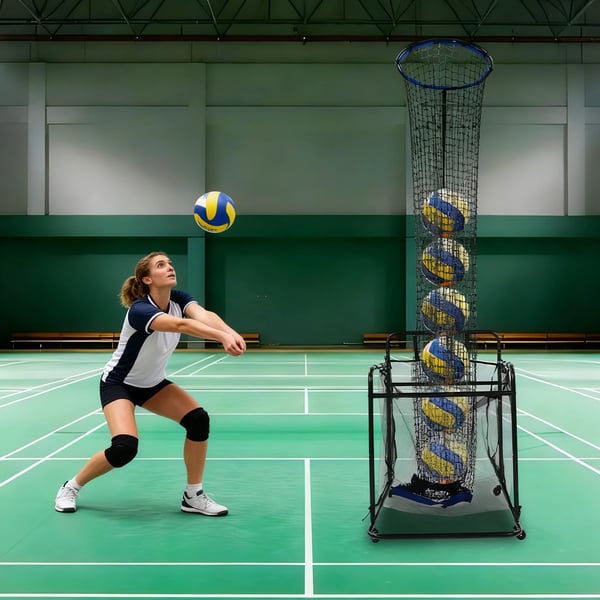 Volleyballtræner, Justerbar Højde og Vinkel, Holdbart Design,sort