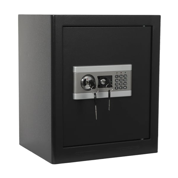 Turvalaatikko, 43 litran tilavuus, seinäasennettava/vapaasti seisova, kaksoislukitus, hiiliteräsmateriaali, 4 mm oven paksuus
