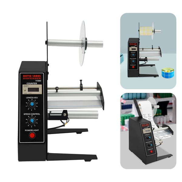 Etikette dispenser, Automatisk drift, Justerbar hastighed,Sort
