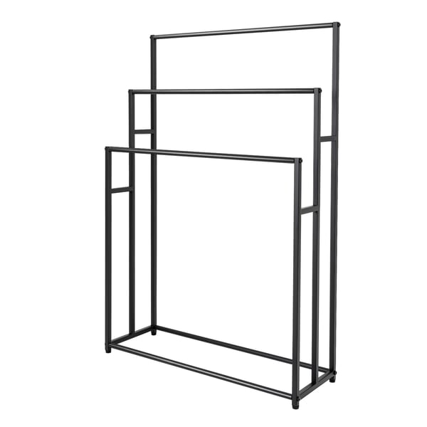 Håndklædestang, Stål og Gussejern Materiale, Tre-niveau Design, 29,53" Stanglængde, 27,56" til 43,31" Højdeområde, Samling Påkrævet