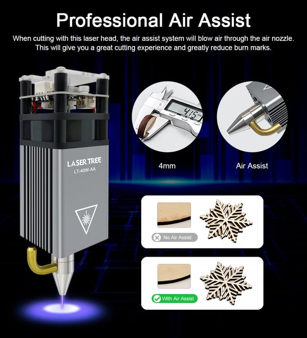 Lasermoduuli, 5W Teho, Ilma-apuominaisuus, Magneettinen Silmäsuojauskansi,LT-40W-AA