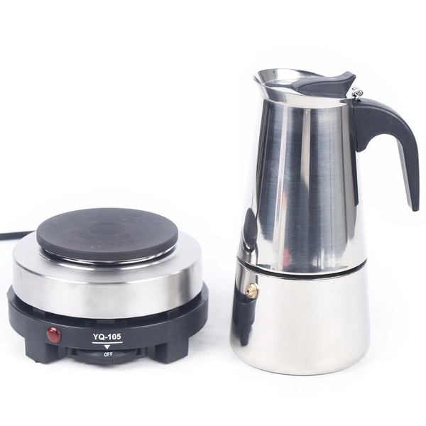 Espressomaskin, Elektrisk, 6 Koppar, Silver
