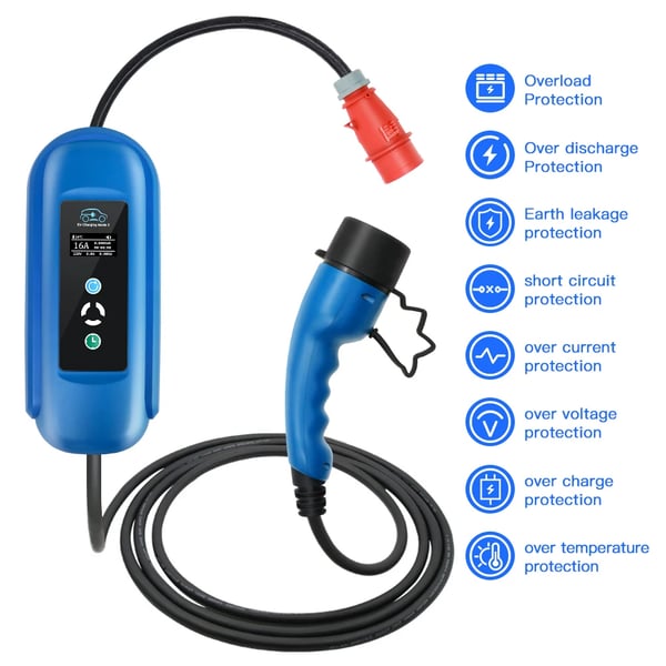 EV-laddare, bärbar typ 2, 11KW max effekt,Typ2