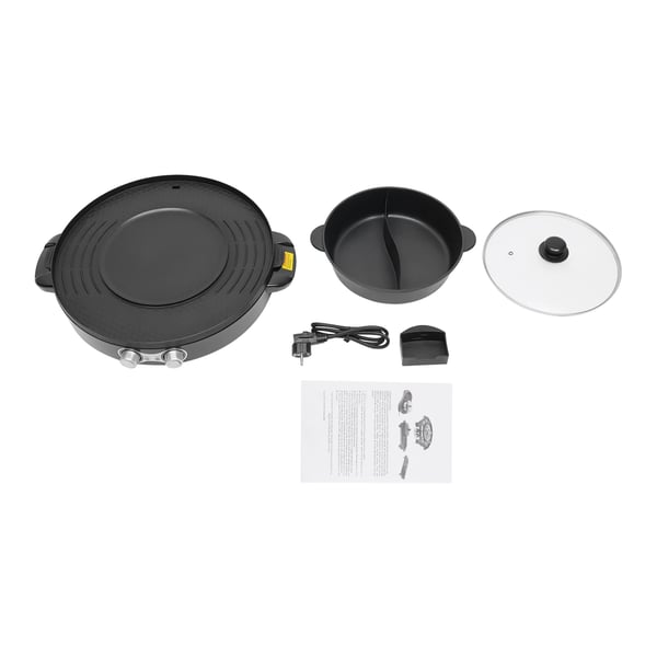 Elektrisk Hot Pot, 2-i-1 Madlavningsfunktion, Effektiv Temperaturkontrol,sort