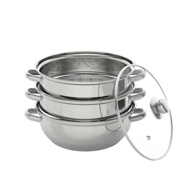Dampkoger, Tre-niveau Design, Rustfrit Stål Konstruktion,Lys Grå