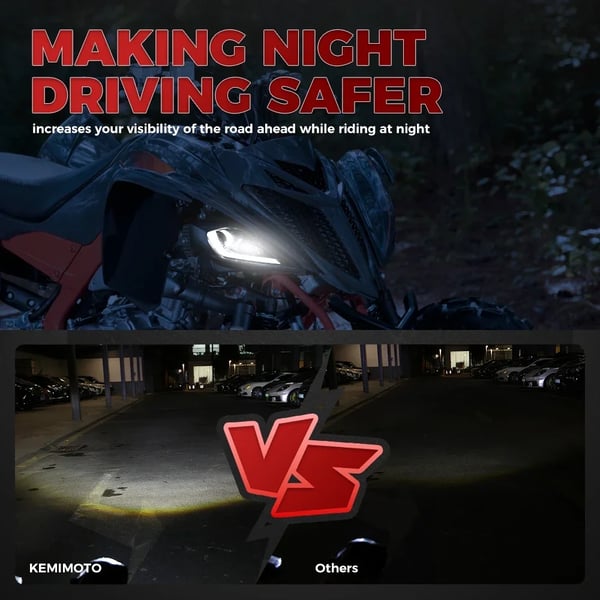 KEMIMOTO ATV LED Forlygter, Lysstærk Belysning, Holdbart Design,E24 lys