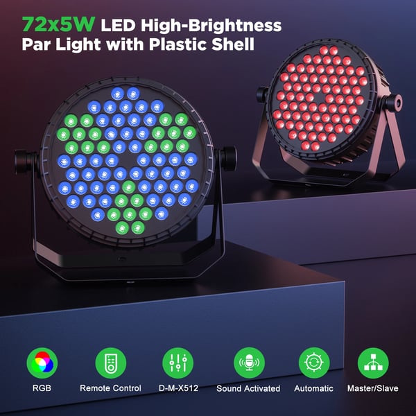 LED Parivalo, RGB Monivärinen, DMX512 ja Kauko-ohjaus,ZQ01138-4Kpl, EU Plug
