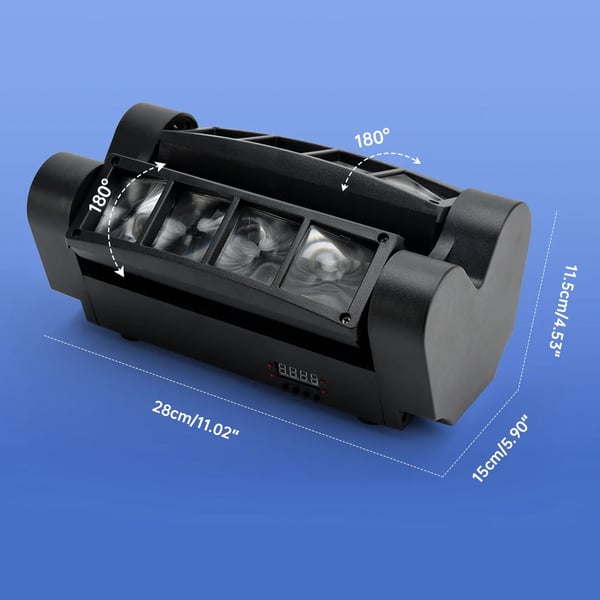 Bevægelseshovedlys, 80W Effekt, 28 cm Dimensioner, 540° Pan, 120° Tilt, 2000-82000 Lumen Flux