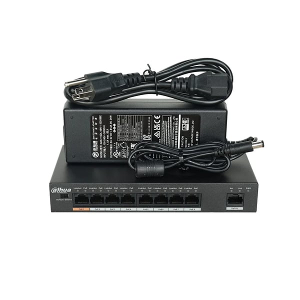 Dahua 8-Port PoE Switch, Høj Effektudgang, Holdbart Design,8-Port PoE