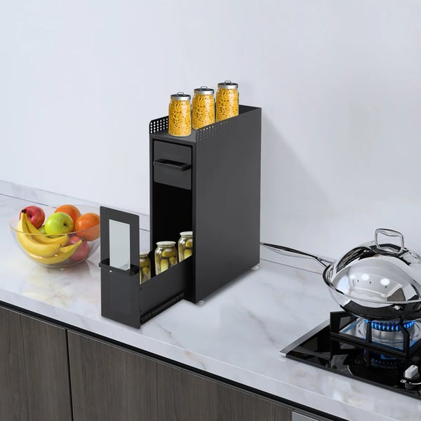 Kryddställ, 3-lagers design, hållbart material,M, Svart