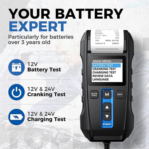 Batteritesteren, indbygget printer, bred testområde,BT300P
