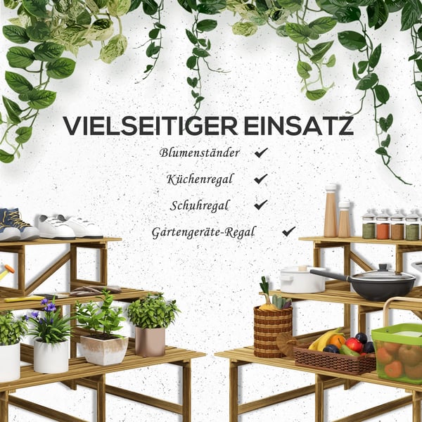 Plantehylde, Tre-trins design, Rådresistent træ,120 × 80 × 78cm