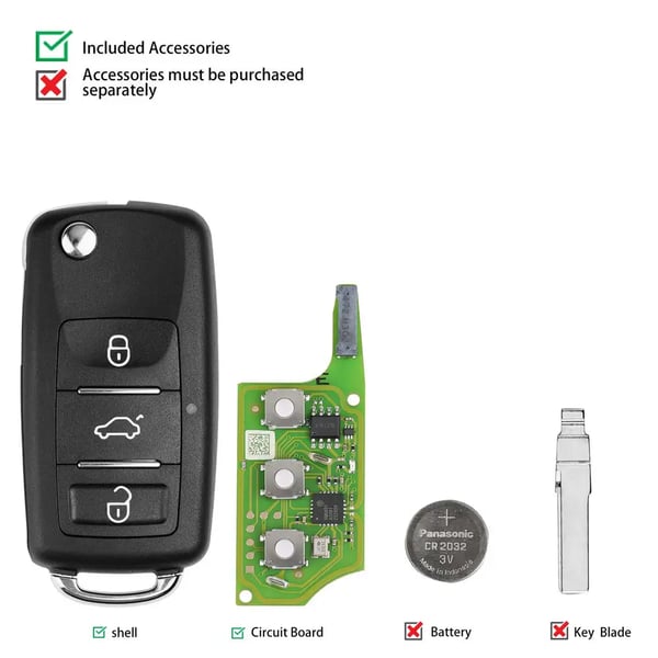 Fjernbetjening, XT27B Chip, Kompatibel med VVDI Værktøjer,5PCS