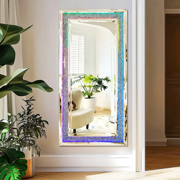 Helkropsspejl, Integrerede RGB-lys, Elegant Design,Klar