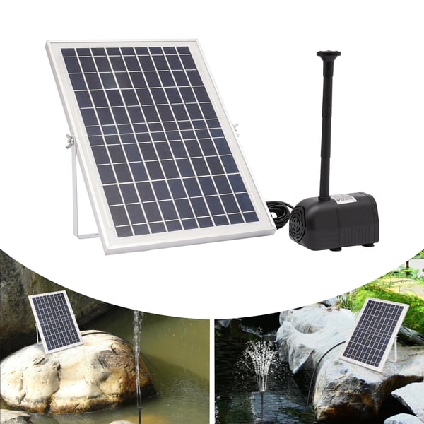 Solardrevet springvandspumpe, solenergidrevet, høj gennemstrømning,sort