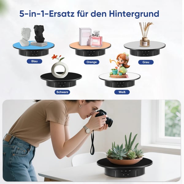 Roterende display drejeskive, justerbar hastighed, tilpasselige baggrunde,sort