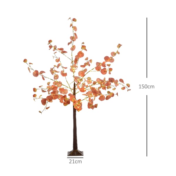 Kunstig Eucalyptus Træ, 150 cm Højde, 245 LED Lygter, Varm Hvid Lysfarve, IP44 Vandtæt Bedømmelse, Aftageligt Design