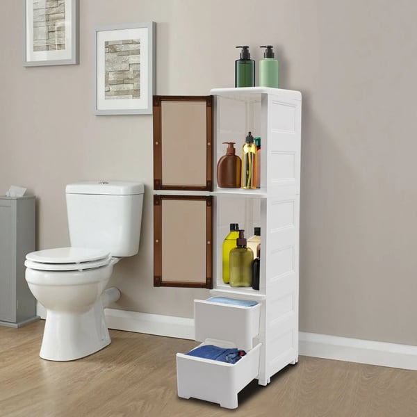 Opbevaringsskab, 4-niveau design, 25x38x114 cm, 5-10 kg belastningskapacitet, nem mobilitet