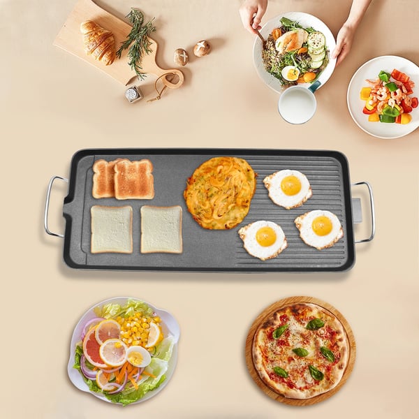 Elektrisk Grill, 1500W, 220V, Dimensioner: 68cm x 28cm x 7cm, Temperaturinterval: 0-250°C, Bærbart Design