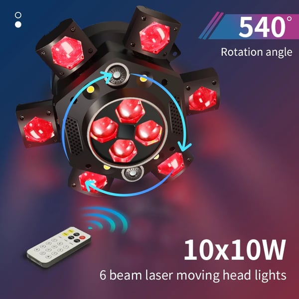 10X10W RGB Strålelys, DMX Kontrol, Stemmeaktivering,EU stik