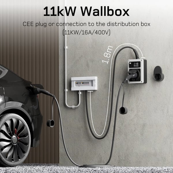 Kannettava Wallbox, Säädettävä Latausvirta, Kaksoisasennusvaihtoehdot,11kW APP:lla, Tyyppi 2 Pistorasia