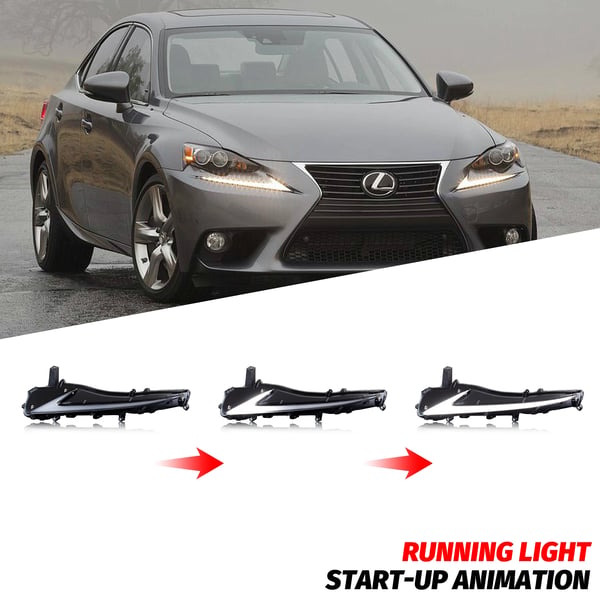 LED Dagsljus, Vattentålig IP67, 12V Driftspänning, Kompatibel med Lexus IS250 IS350 IS200t IS300 2014-2016, ABS Hölje, Klar Linse