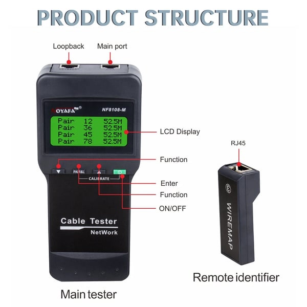 Netværkskabeltester, Mål Længde, Multifunktionelt Værktøj,NF-8108M