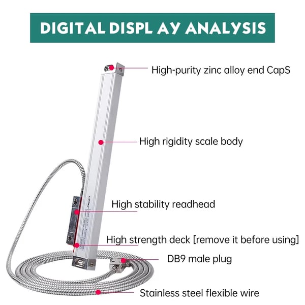 DRO Digital Læsekit, 3-Akse Support, Kompatibel med Forskellige Maskiner,0.005mm komplet sæt