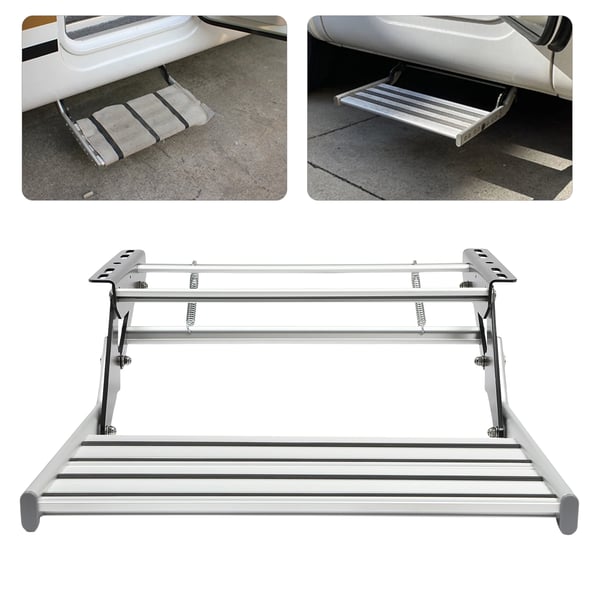 Manual RV-trin, robust aluminiumkonstruktion, skridsikker design,Sølv