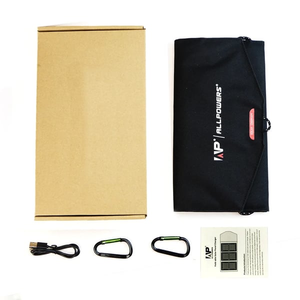 Solpanel, 21W, 5V, Foldbart Design, 23,5% Effektivitet, Dobbelt USB-porte