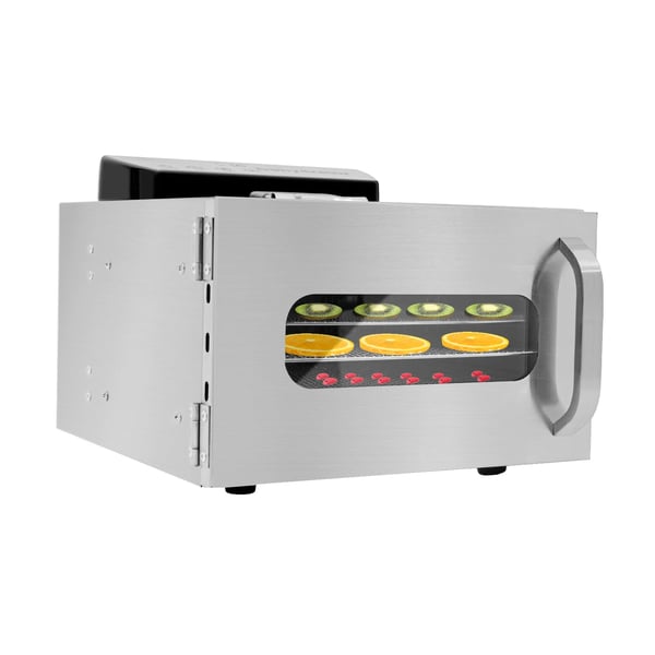 Madtørrer, 6-lags kapacitet, justerbar temperatur fra 30℃ til 85℃, digital timer op til 24 timer, lavet af rustfrit stål, 220V strøm