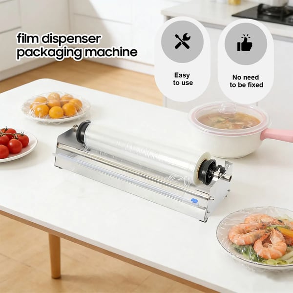 Stretch Film Dispenser, Højkvalitets Metal, 60 cm x 20 cm x 12,5 cm, Vægmonteret eller Bordplade, Integreret Film Skæreværktøj, Brugervenligt Design