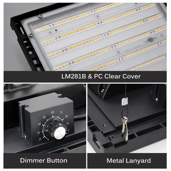 Full Spectrum LED Vækstlys, 150W Effekt, Dæmpbar Funktion, Egnet til Indendørs Havearbejde