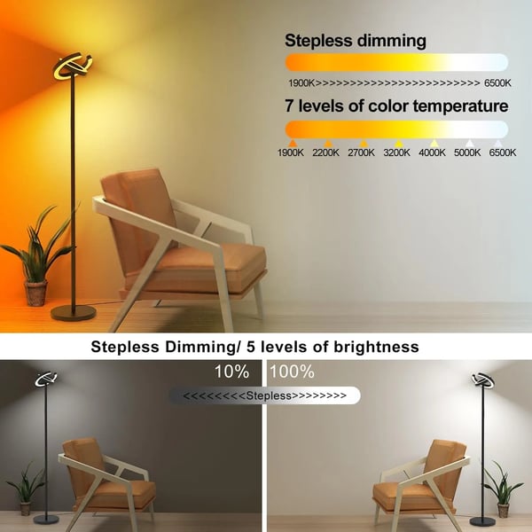 Gulvlampe, Dæmpbar LED-lys, Magnetisk Fjernbetjening,Smart Gulvlampe