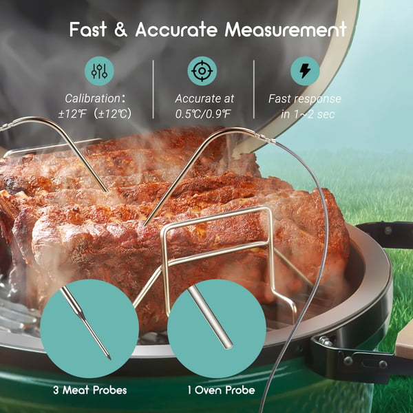 Grill Temperatur Controller, Wi-Fi og Bluetooth Forbindelse, Automatisk Ventilationskontrol,EU-stik
