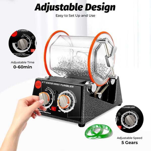 Smykke Poleringsmaskine, 5-Hastigheds Kontrol, Kompakt Design,60W