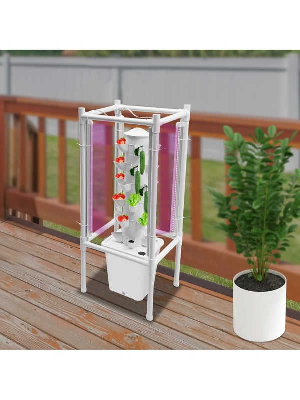 Hydroponisk Vertikal Vækstsæt, 30 Plantningssteder, 4 LED-lamper,YLJHY6-000000EU