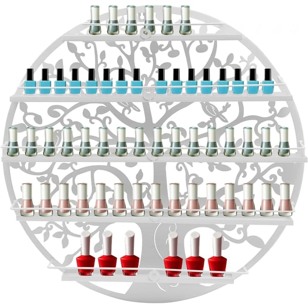 Neglelak Rack, 5 Niveauer, 60 cm Diameter, Metal, Væghængt, Rundt Design