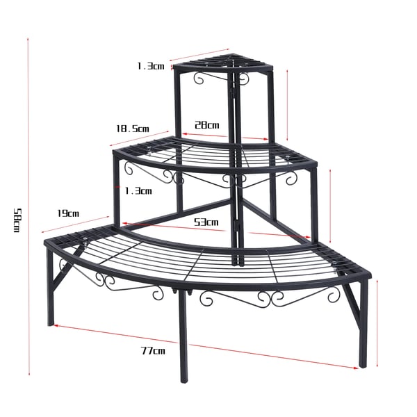 Potteplanteholder, Holdbar Metal Konstruktion, Pladsbesparende Design,sort, L