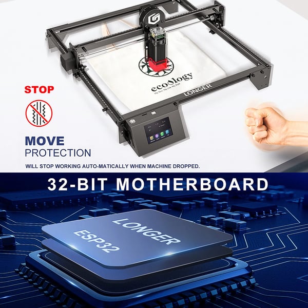 Lasergraver, 400x400mm Arbejdsområde, 32-bit Motherboard,10W
