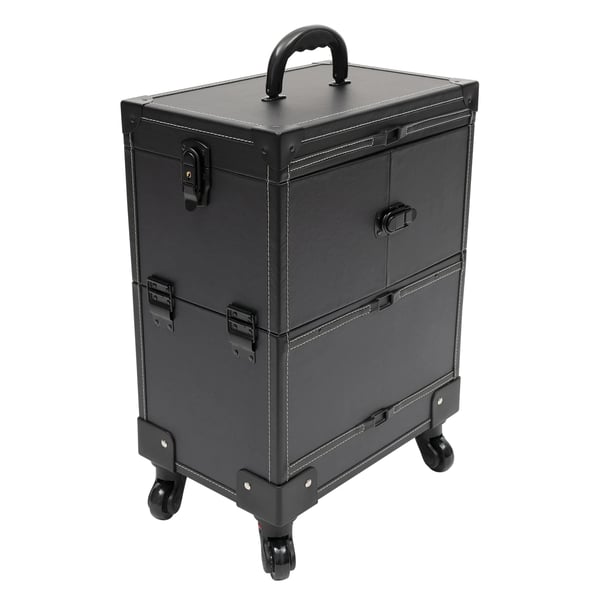 Makeup Train Case, 7 Rum, 50 kg Kapacitet, Dimensioner 37*24,3*101 cm, Holdbart PU Materiale, Letvægts 7,6 kg