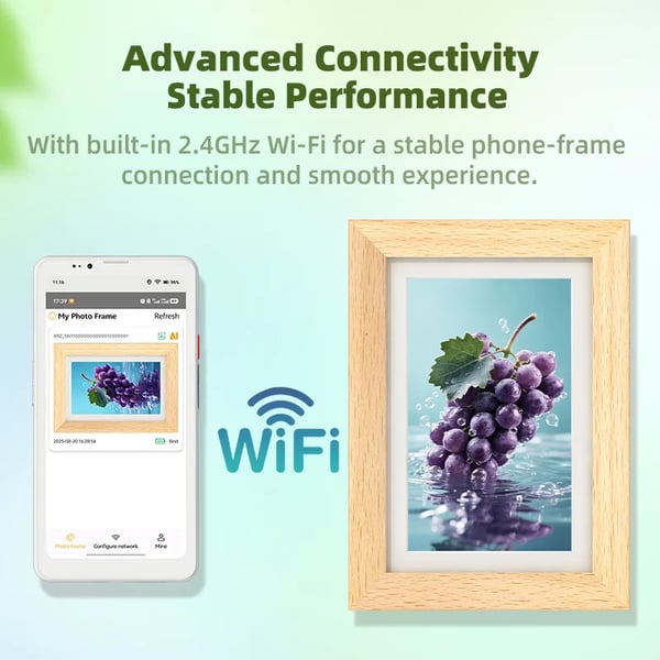 Digitalt Billedramme, E-ink Teknologi, WiFi Forbindelse,F7 Foto Ramme