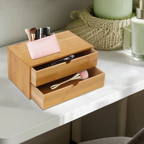 Bamboo Skrivebordsorganisator, Naturligt Træ, Minimalistisk Design,Træ