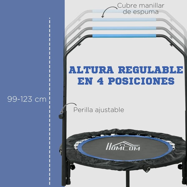 Fitness Trampolin, Justerbart Håndtag, Høj Vægtkapacitet,Blå