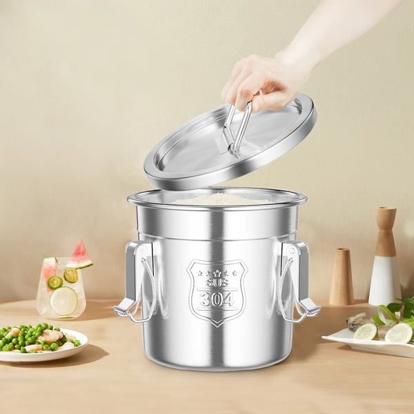 Ruostumattomasta teräksestä valmistettu säilytysastia, 6L kapasiteetti, kestävä ja tiivis
