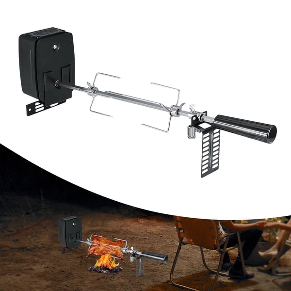 Elektrisk BBQ Grillställ, 304 Rostfritt Stål, 360° Rotation, Svart
